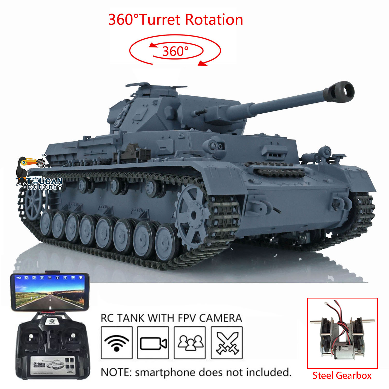 Running Gear Box - Henglong 1/16 7.0 Plastic FPV Panzer