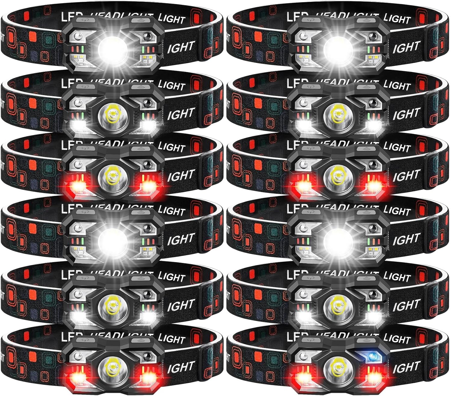 Running Headlamp Led - 12-Pack Rechargeable Headlamps, 3000 Lumen Ultra-Bright