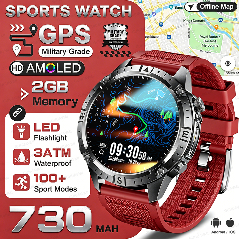 Gps Running Watch - T-Rex3 NEW Military GPS Offline Map