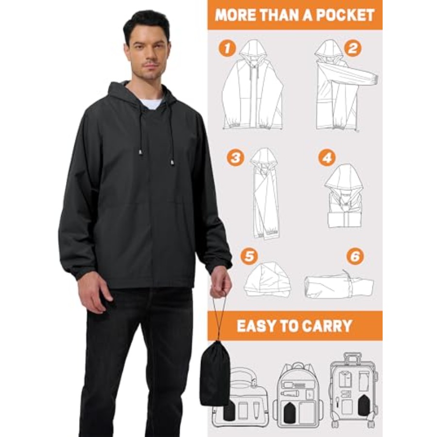 UIQUR Men's Rain Jacket Waterp - Running Gear Rain recensione e prezzo